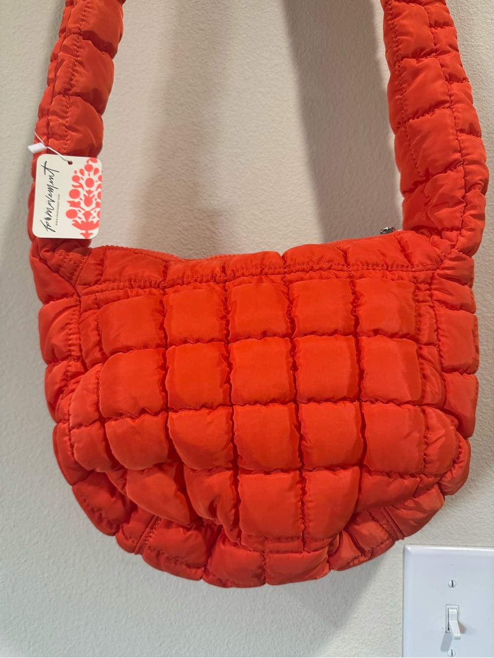 Free People Quilted Baby Carryall Sling Bag in Flame Orange - Picture 2 of 7
